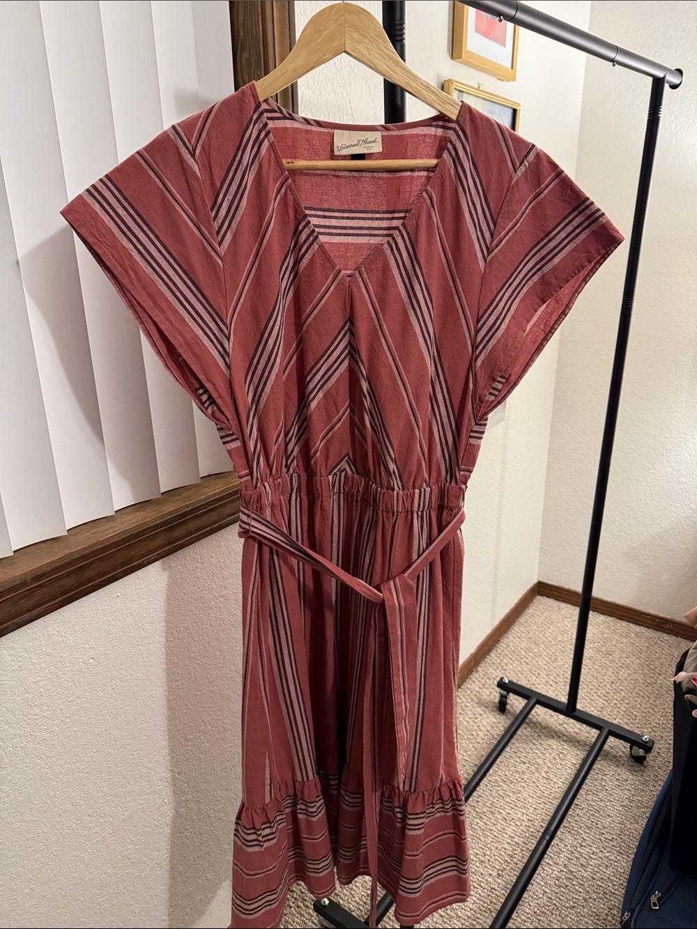 Women's Dusty Pink Stripe Midi Dress